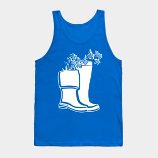 Forget Me Not White Lineart Rain Boots Tank Top